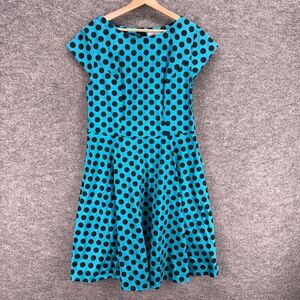 Dressystar Dress Women M Medium Blue Polka Dot Sheath Midi Zipper Short Sleeve